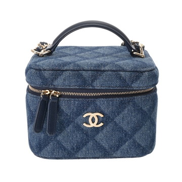 シャネル マトラッセ スモール ヴァニティケース ブルー AS3171 デニム レディース バッグ 【中古】【bag】
