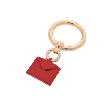 エルメス スカーフリング エンべロープ ルージュ/パーマプラス金具 メタル ユニセックス ジュエリー 【未使用】【jewelry】