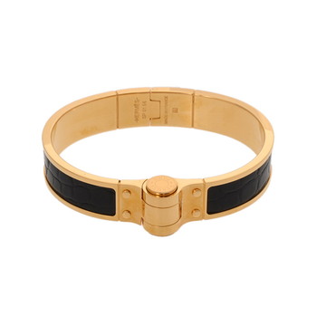 エルメス ブレスレット シャルニエール ブラック/ゴールド金具 クロコダイル ユニセックス ジュエリー 【中古】【jewelry】