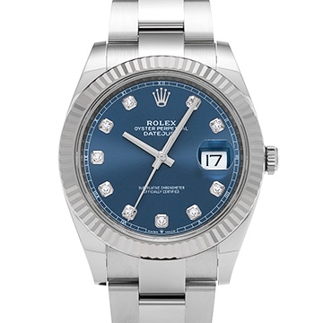 ロレックス デイトジャスト 41 126334G ブライトブルー/ダイヤモンド メンズ 時計 【中古】【wristwatch】
