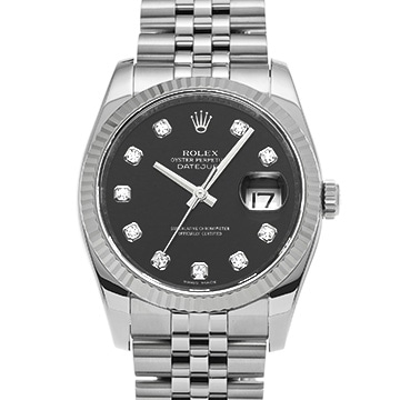 ロレックス デイトジャスト 116234G ブラック/ダイヤモンド メンズ 時計 【中古】【wristwatch】
