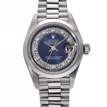 ロレックス デイトジャスト 69166 ブルー/ミリヤードダイヤモンド レディース 時計 【中古】【wristwatch】