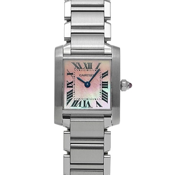 カルティエ タンク フランセーズ SM W51028Q3 ピンクシェル レディース 時計 【中古】【wristwatch】