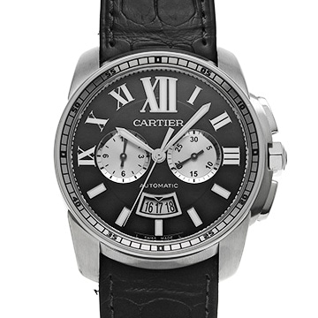 カルティエ カリブル ドゥ カルティエ クロノグラフ W7100060 ブラック/シルバー メンズ 時計 【中古】【wristwatch】