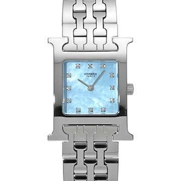 エルメス Hウォッチ HH1.210 ブルーシェル/ダイヤモンド レディース 時計 【中古】【wristwatch】
