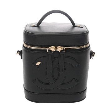 シャネル バニティ チェーンショルダー 2WAY  ブラック AS0323 カーフスキン レディース バッグ 【中古】【bag】