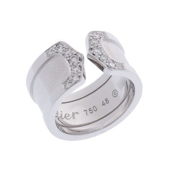 カルティエ C2リング ワイド #48 シルバー K18ホワイトゴールド WG レディース ジュエリー 【中古】【jewelry】