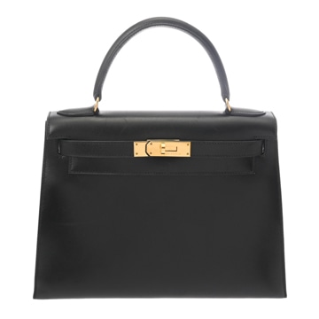 エルメス ケリー28 外縫い ブラック ボックスカーフ レディース バッグ 【中古】【bag】