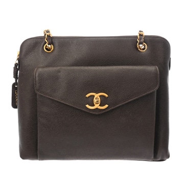 シャネル ショルダーバッグ ブラウン キャビアスキン レディース バッグ 【中古】【bag】