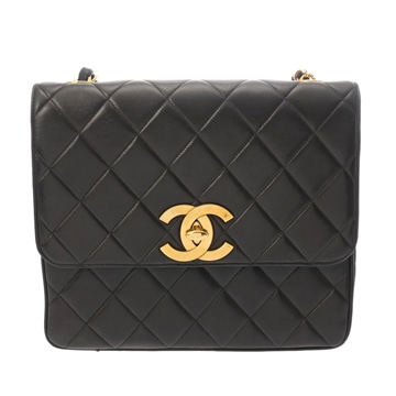 シャネル マトラッセ チェーンショルダー ブラック ラムスキン レディース バッグ 【中古】【bag】