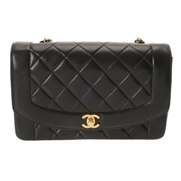 シャネル チェーンショルダー 25cm ダイアナ ブラック A01165 ラムスキン レディース バッグ 【中古】【bag】