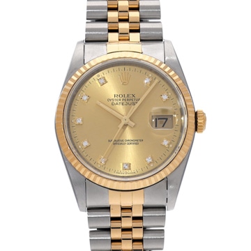 ロレックス デイトジャスト 16233G シャンパン/ダイヤモンド メンズ 時計 【中古】【wristwatch】