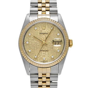 ロレックス デイトジャスト 16233G シャンパンコンピュータ/ダイヤモンド メンズ 時計 【中古】【wristwatch】