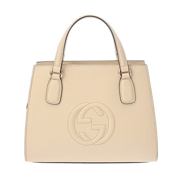 グッチ インターロッキングG ハンドバッグ 2WAY ベージュ 607722 レザー レディース バッグ 【中古】【bag】