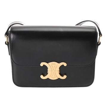 セリーヌ ティーン トリオンフバッグ ブラック 188423BF4 38NO シャイニーカーフ レディース バッグ 【中古】【bag】