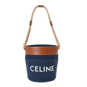セリーヌ バケットバッグ ネイビー/タン 196272DJD 07AT デニム/スムースカーフ レディース バッグ 【中古】【bag】