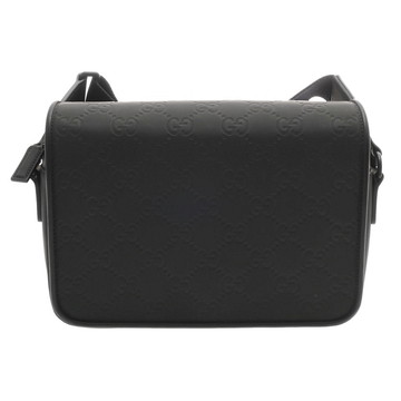 グッチ ミディアム メッセンジャーバッグ ブラック 775097 GGラバーエフェクトレザー メンズ バッグ 【中古】【bag】