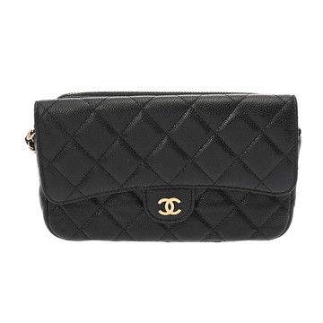 シャネル マトラッセ フラップフォンケース ブラック AP2096 ソフトグレインドカーフスキン レディース バッグ 【中古】【bag】