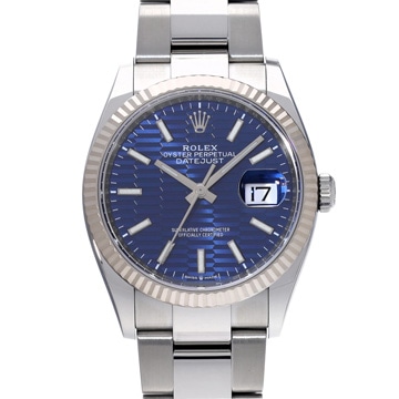 ロレックス デイトジャスト 36 126234 ブライトブルー フルーテッドモチーフ メンズ 時計 【中古】【wristwatch】