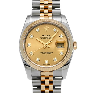 ロレックス デイトジャスト 116233G シャンパン/ダイヤモンド メンズ 時計 【中古】【wristwatch】