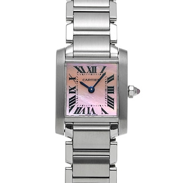 カルティエ タンク フランセーズ SM W51028Q3 ピンクシェル レディース 時計 【中古】【wristwatch】