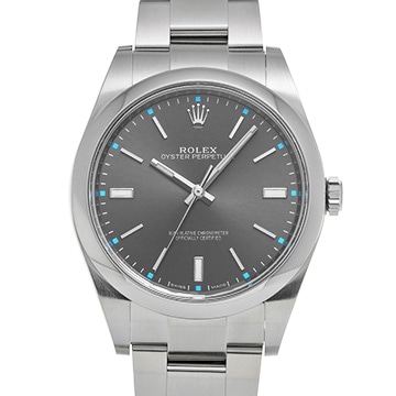 ロレックス オイスターパーペチュアル 39 ダークロジウム 114300 グレー メンズ 時計 【中古】【wristwatch】