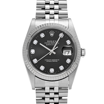 ロレックス デイトジャスト 16234G ブラック/ダイヤモンド メンズ 時計 【中古】【wristwatch】