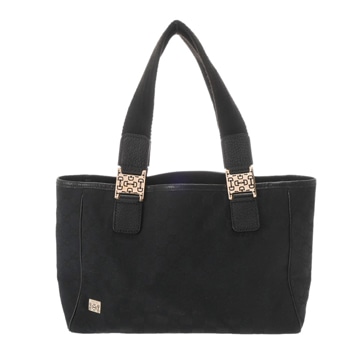 グッチ ハンドバッグ ブラック 145310 002122 GGキャンバス/レザー レディース バッグ 【中古】【bag】