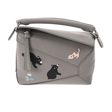 ロエベ LOEWE×SUNA FUJITA パズルエッジ ミニ パールグレー A510P88X17 カーフ レディース バッグ 【中古】【bag】
