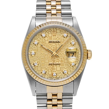 ロレックス デイトジャスト 16233G シャンパンコンピュータ/ダイヤモンド メンズ 時計 【中古】【wristwatch】