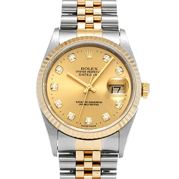 ロレックス デイトジャスト 16233G シャンパン/ダイヤモンド メンズ 時計 【中古】【wristwatch】