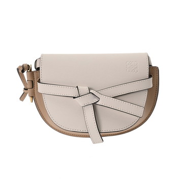 ロエベ ゲートデュアルバッグ ミニ ホワイト/ベージュ A650N46X28 ソフトカーフ レディース バッグ 【中古】【bag】
