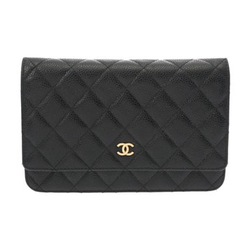 シャネル マトラッセ チェーンウォレット ブラック A33814 キャビアスキン レディース バッグ 【中古】【bag】
