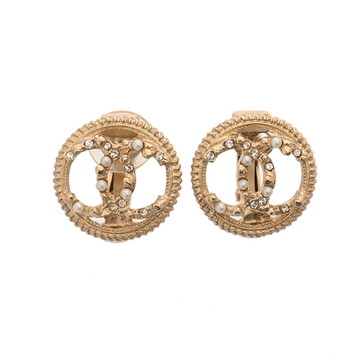 シャネル イヤリング ゴールド/ホワイト メタル/ストラス/レジンパール レディース ジュエリー 【中古】【jewelry】