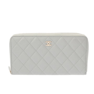 シャネル マトラッセ クラシック ロング ジップウォレット ライトグレー AP0242 ラムスキン レディース 財布 【中古】【purse】