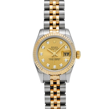 ロレックス デイトジャスト 179173G シャンパン/ダイヤモンド レディース 時計 【中古】【wristwatch】