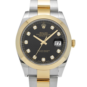 ロレックス デイトジャスト 41 126303G ブライトブラック/ダイヤモンド メンズ 時計 【中古】【wristwatch】