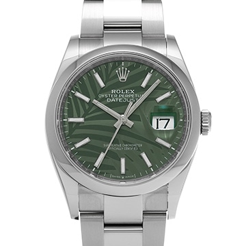 ロレックス デイトジャスト 36 126200 オリーブグリーン パームモチーフ メンズ 時計 【中古】【wristwatch】
