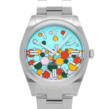 ロレックス オイスターパーペチュアル 41 124300 ターコイズブルー セレブレーションモチーフ メンズ 時計 【中古】【wristwatch】