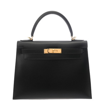 エルメス ケリー 28 外縫い 2WAY ブラック ボックスカーフ レディース バッグ 【中古】【bag】