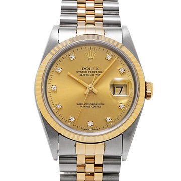 ロレックス デイトジャスト 16233G シャンパン/ダイヤモンド メンズ 時計 【中古】【wristwatch】