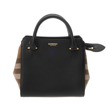 バーバリー 2way ハンドバッグ ブラック/ブラウン 8084024 レザー/キャンバス レディース バッグ 【中古】【bag】
