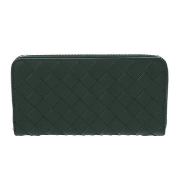 ボッテガ ヴェネタ イントレチャート ジップアラウンドウォレット グリーン レザー ユニセックス 財布 【中古】【purse】