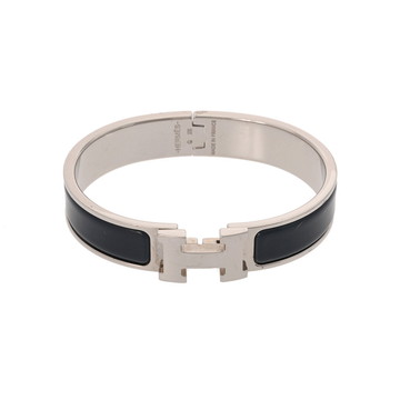 エルメス クリックH ネイビー/シルバー金具 エナメル ユニセックス ジュエリー 【中古】【jewelry】