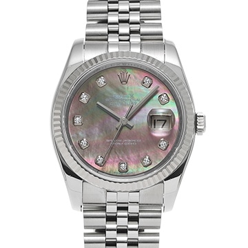 ロレックス デイトジャスト 116234NG ブラックシェル/ダイヤモンド メンズ 時計 【中古】【wristwatch】