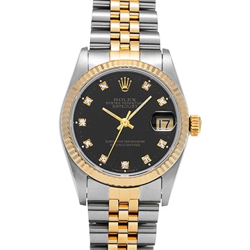 ロレックス デイトジャスト 68273G ブラック/ダイヤモンド ユニセックス 時計 【中古】【wristwatch】