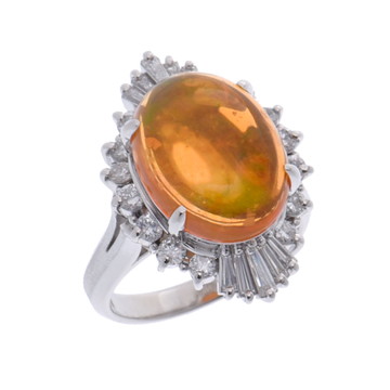 ノーブランド ファイアオパール リング シルバー Pt900プラチナ レディース ジュエリー 【中古】【jewelry】