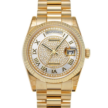 ロレックス デイデイト 118238NRZ ホワイトシェル/ダイヤモンド メンズ 時計 【中古】【wristwatch】