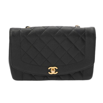シャネル チェーンショルダー 25cm ダイアナ ブラック A01165 キャビアスキン レディース バッグ 【中古】【bag】