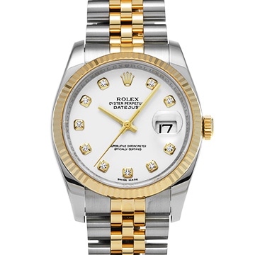 ロレックス デイトジャスト 116233G ホワイト/ダイヤモンド メンズ 時計 【中古】【wristwatch】